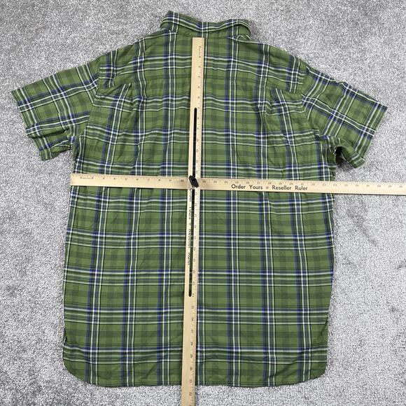 North Face Button Down Shirt Mens Extra Large Nylon Plaid Short Sleeve Green - Picture 11 of 13